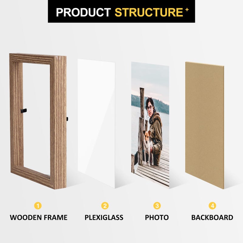 Forev 3.5x5 Double Picture Frame Wooden Hinged Photo Frame Definition Glass Stand Vertically on Desktop or Tabletop - Image 3